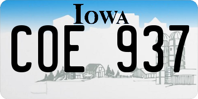 IA license plate COE937