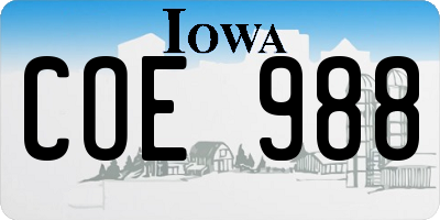 IA license plate COE988