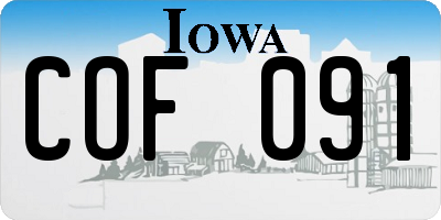 IA license plate COF091