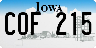 IA license plate COF215