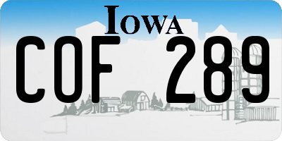 IA license plate COF289