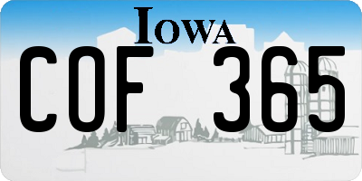 IA license plate COF365