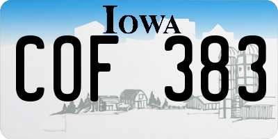 IA license plate COF383