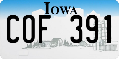 IA license plate COF391