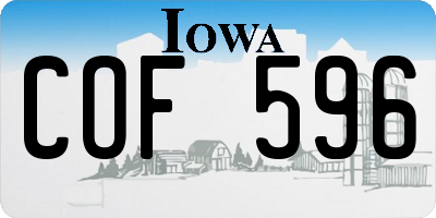 IA license plate COF596
