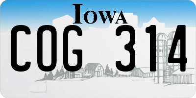 IA license plate COG314