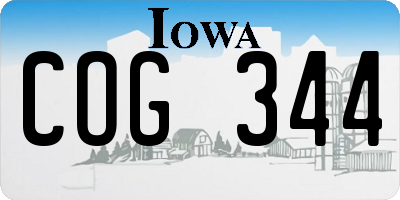 IA license plate COG344