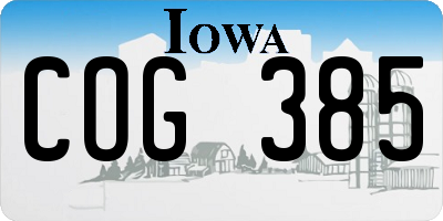 IA license plate COG385