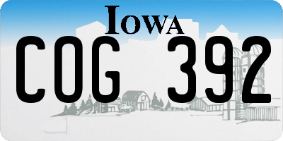 IA license plate COG392