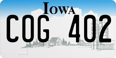 IA license plate COG402