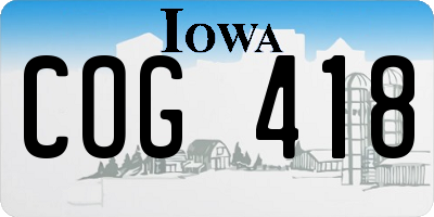 IA license plate COG418