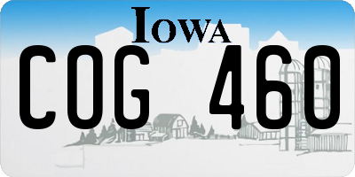 IA license plate COG460