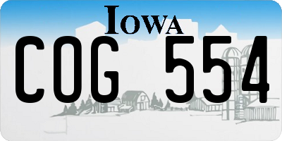 IA license plate COG554