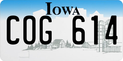 IA license plate COG614
