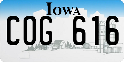 IA license plate COG616