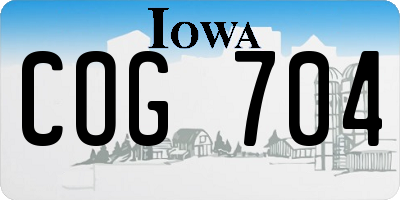 IA license plate COG704