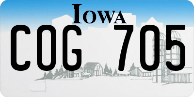 IA license plate COG705