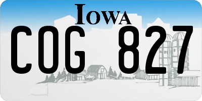 IA license plate COG827