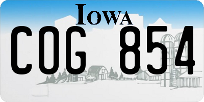 IA license plate COG854