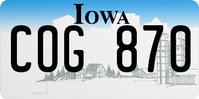 IA license plate COG870