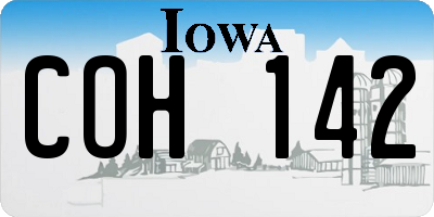 IA license plate COH142