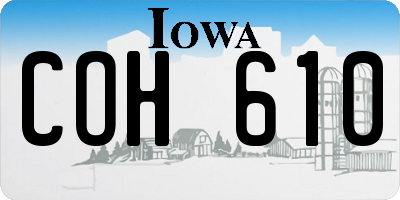 IA license plate COH610