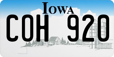 IA license plate COH920