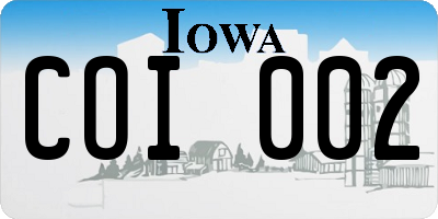IA license plate COI002