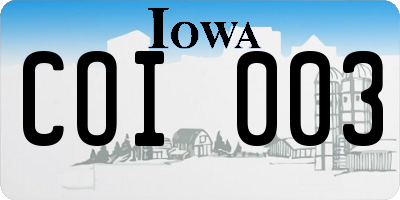 IA license plate COI003