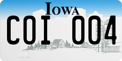 IA license plate COI004