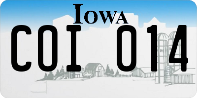 IA license plate COI014