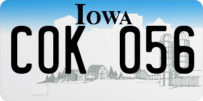 IA license plate COK056