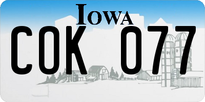 IA license plate COK077