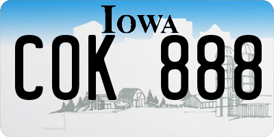 IA license plate COK888