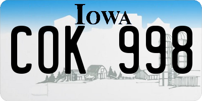 IA license plate COK998