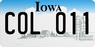 IA license plate COL011