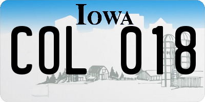 IA license plate COL018