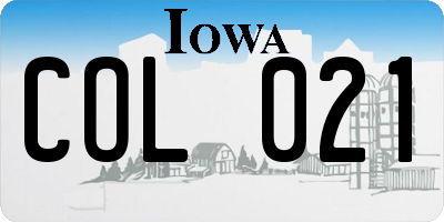 IA license plate COL021
