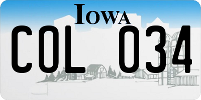 IA license plate COL034