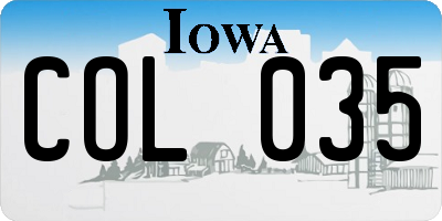 IA license plate COL035