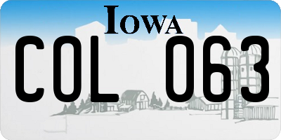IA license plate COL063