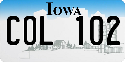 IA license plate COL102