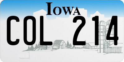 IA license plate COL214