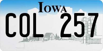 IA license plate COL257