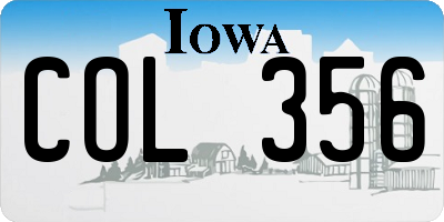 IA license plate COL356
