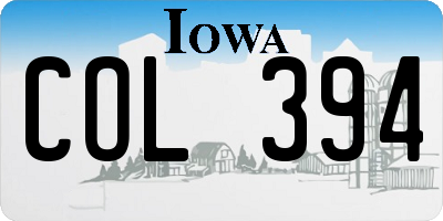 IA license plate COL394
