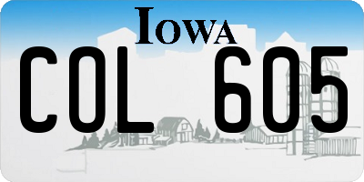 IA license plate COL605