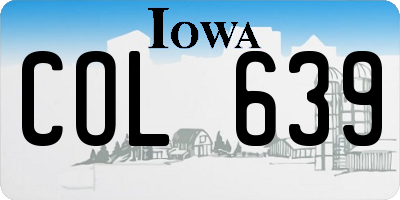 IA license plate COL639