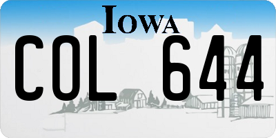 IA license plate COL644