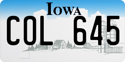 IA license plate COL645